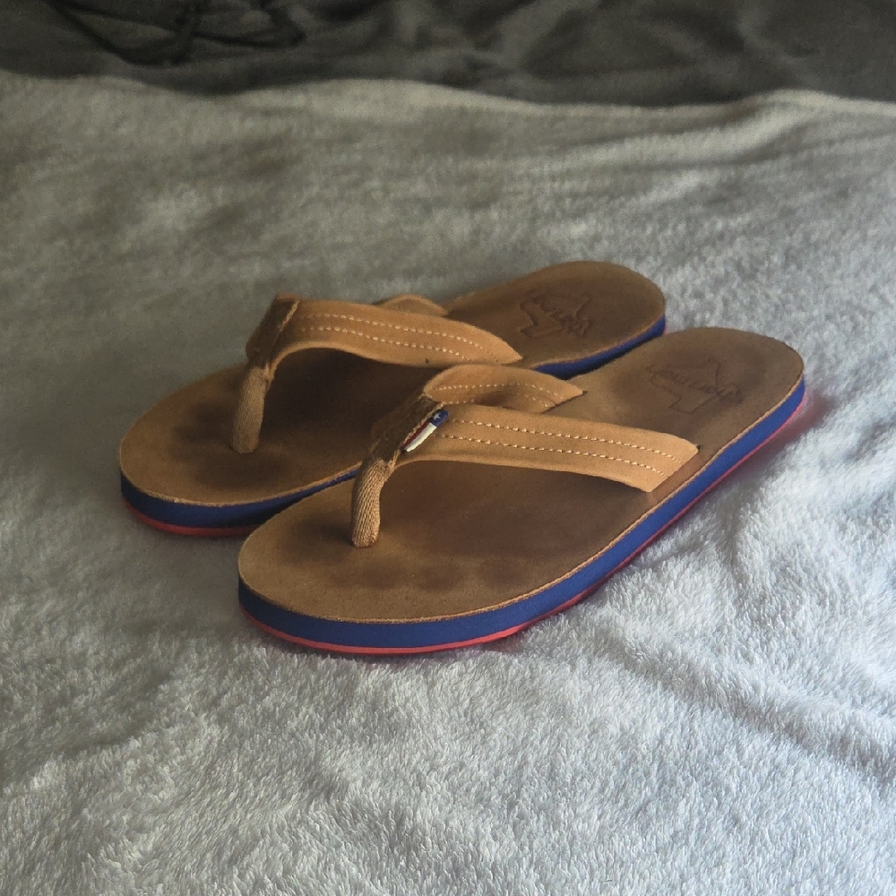 Hari Mari TEXAS Edition Tan and Blue Flip Flops